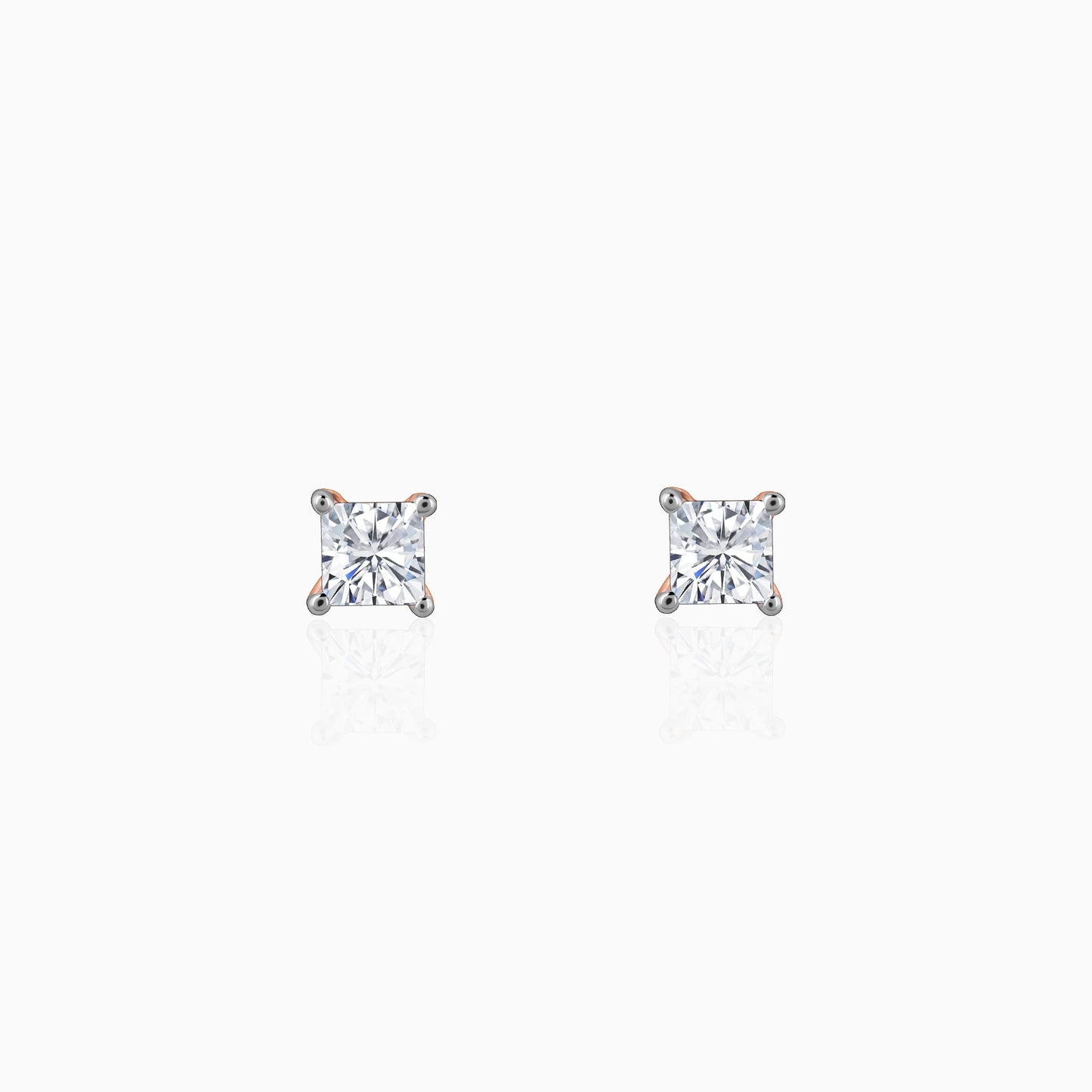 Rose Gold Pretty Solitaire Lab Grown Diamond Studs