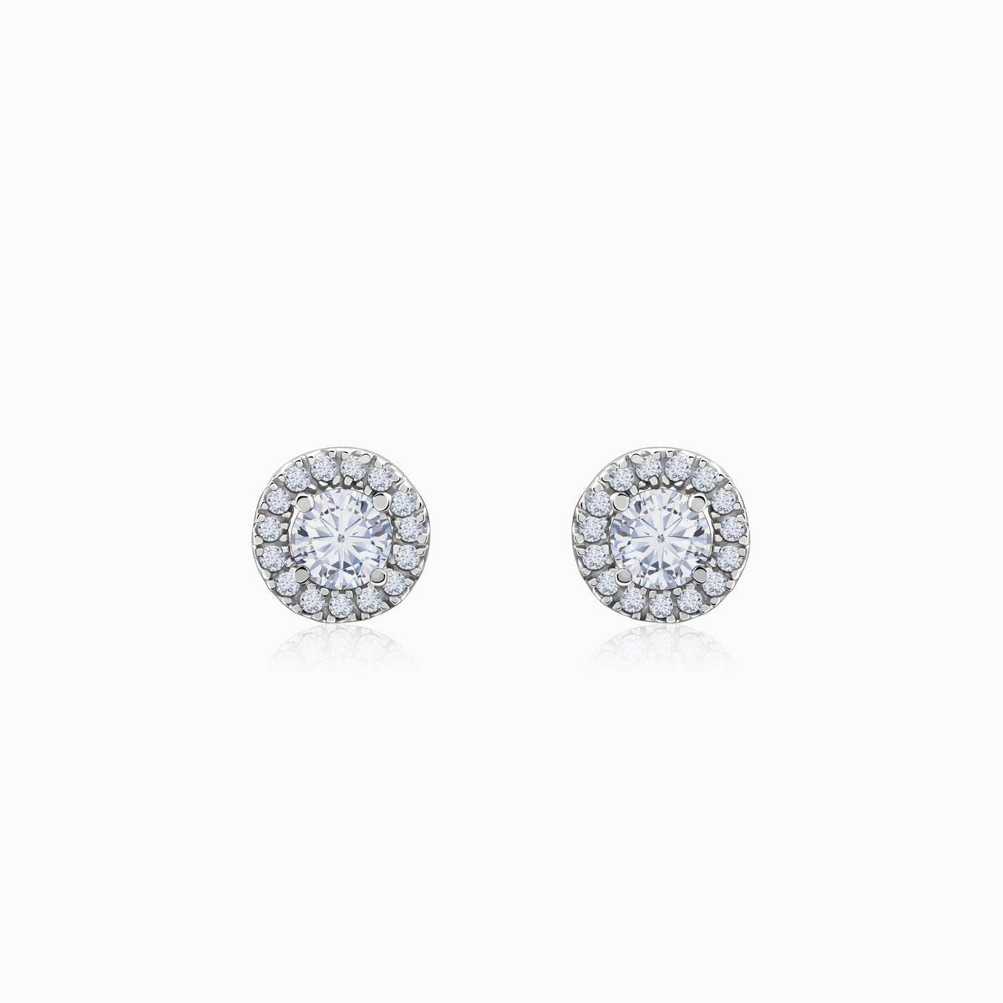 Gold Minerva Halo Soliatire Lab Grown Diamond Studs