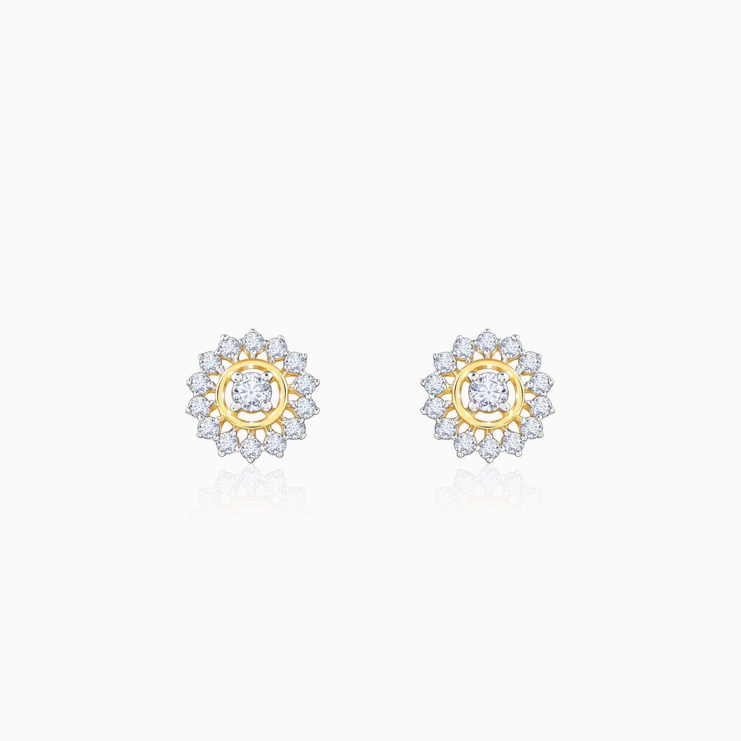 Gold Flower Power Lab Grown Diamond Stud Earrings