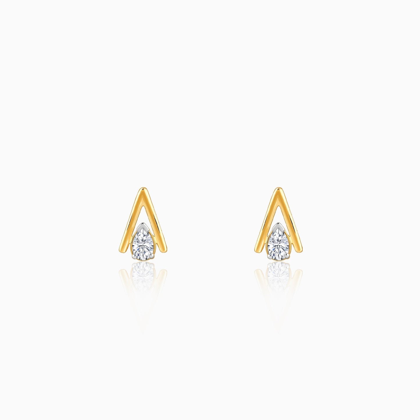 Gold V-Edge Lab Grown Diamond Earrings