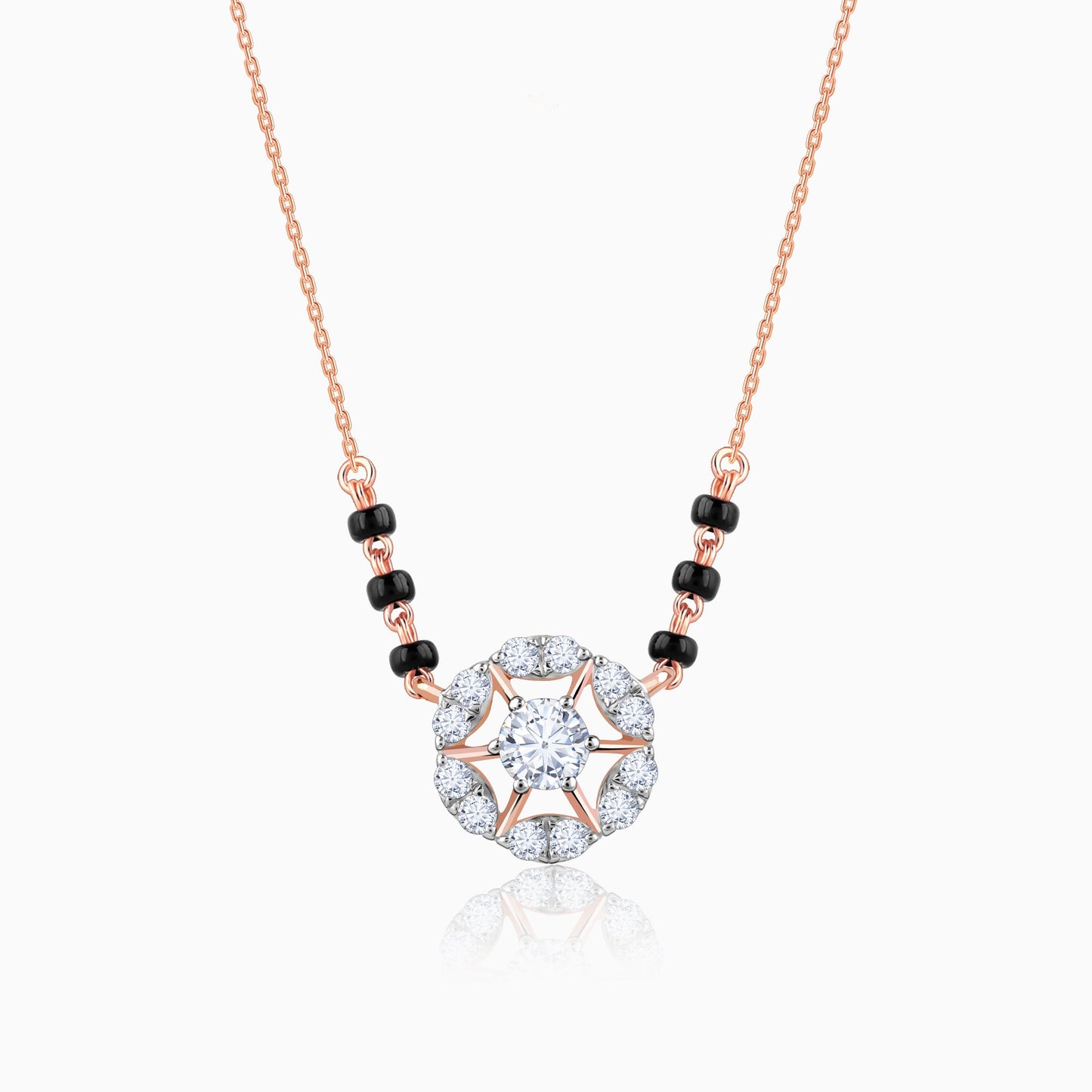 Rose Gold Jeeva Solitaire Lab Grown Diamond Mangalsutra