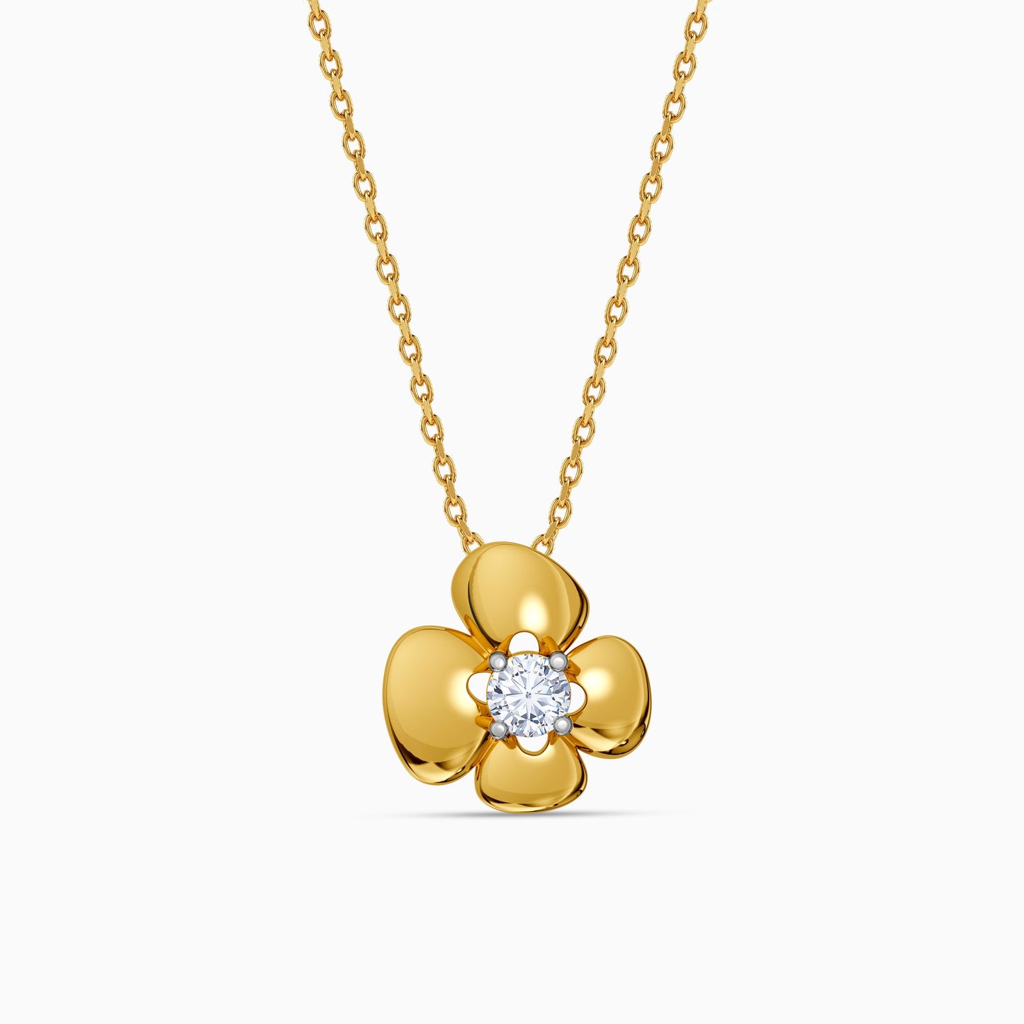 Gold Clover Kiss Lab Grown Diamond Pendant