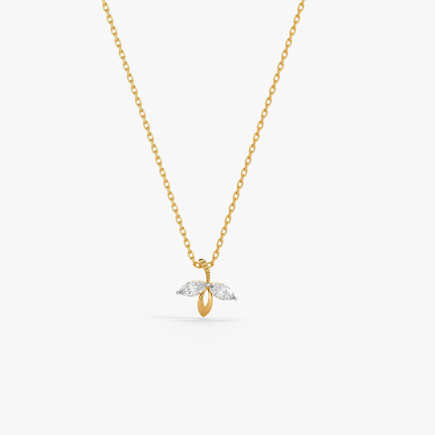 Gold Half Petals Lab Grown Diamond Pendant