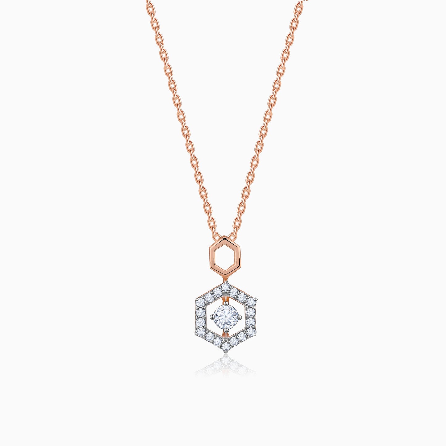 Rose Gold Hexagon Diamond Pendant