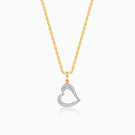 Gold Swaying Heart Lab Grown Diamond Pendant
