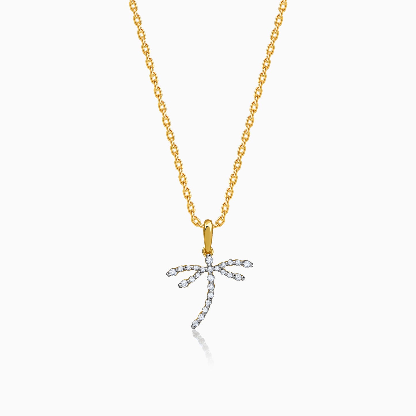 Gold Aurora Dragonfly Lab Grown Diamond Pendant
