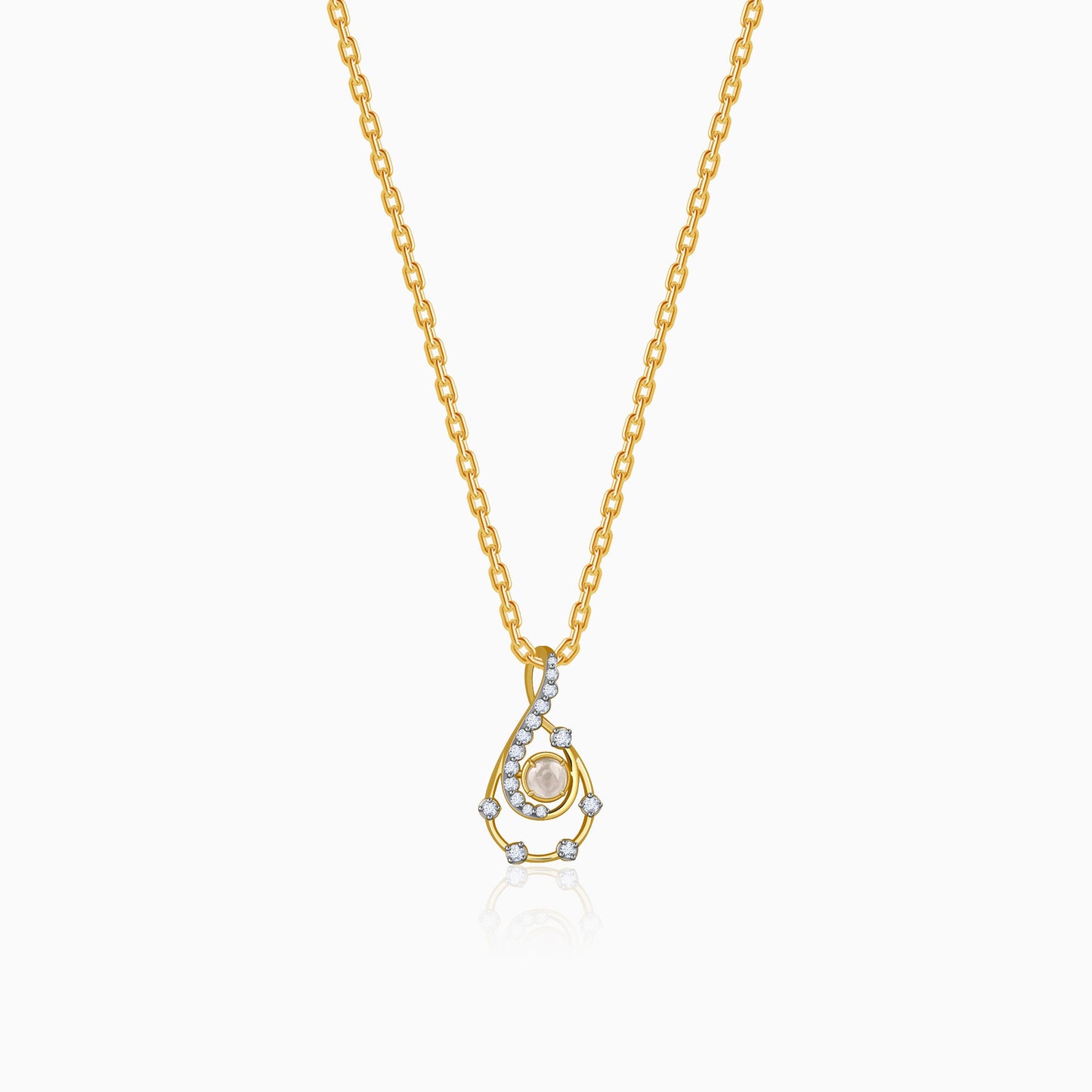 Gold Lustre Waves Lab Grown Diamond Pendant