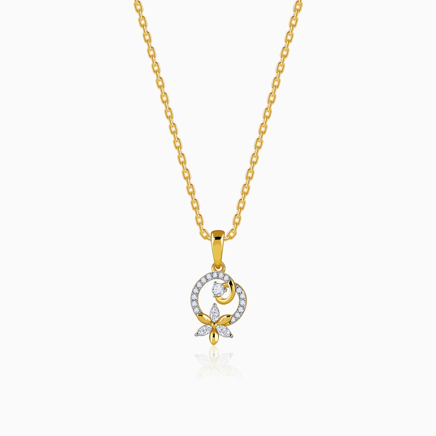 Gold Petal Whisper Lab Grown Diamond Pendant