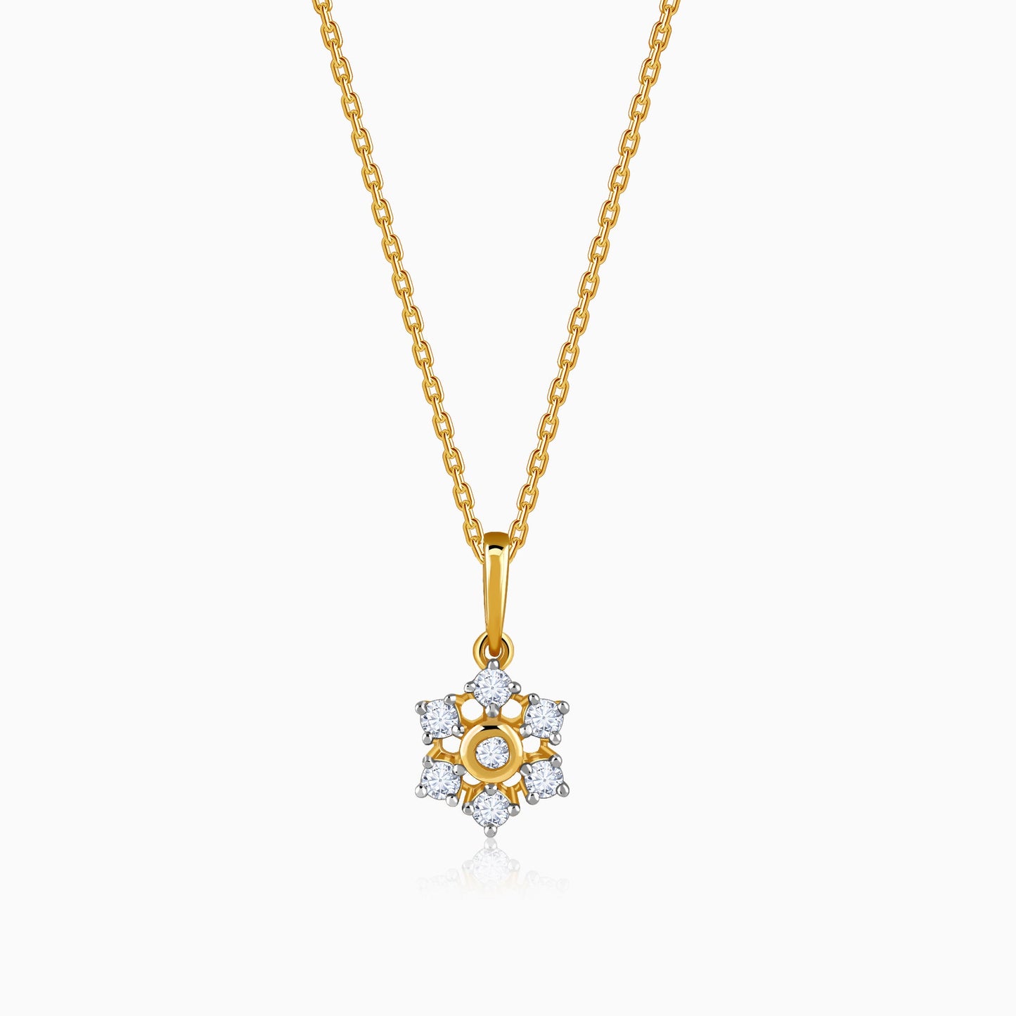Gold Indent Flora Lab Grown Diamond Pendant
