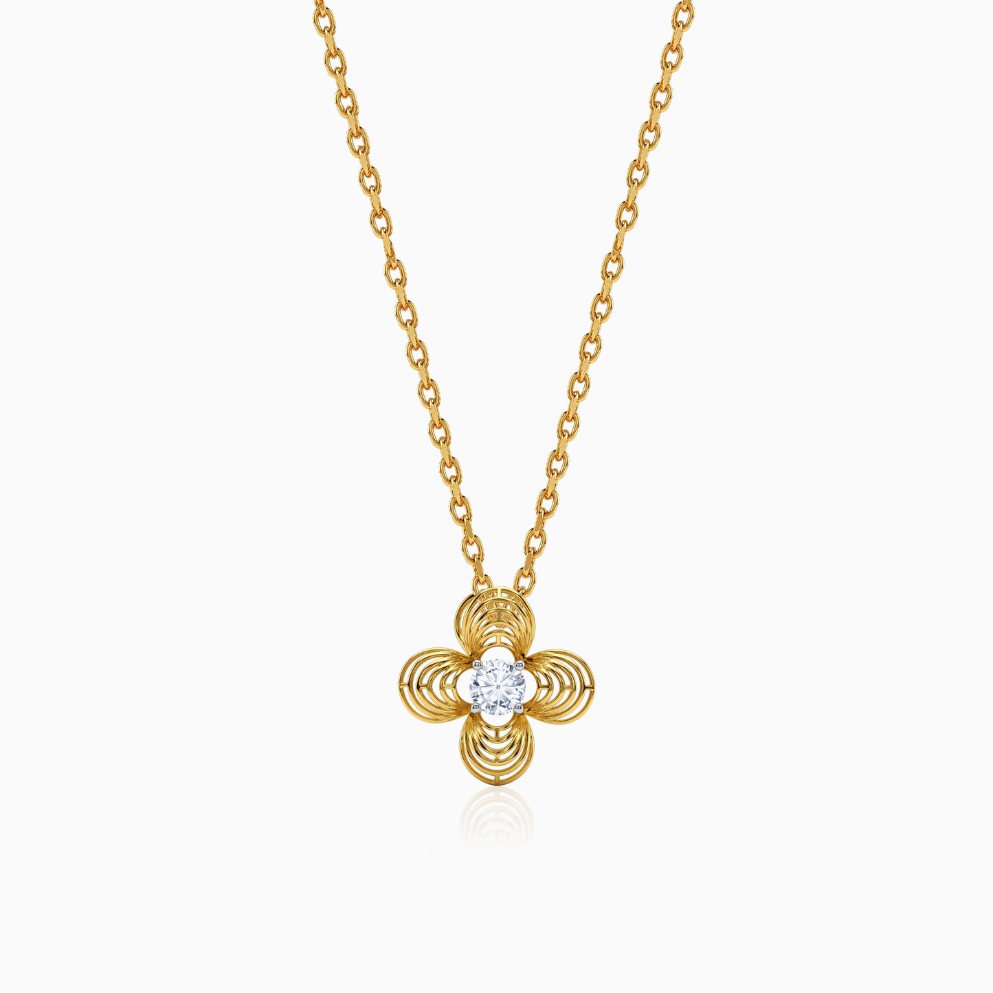 Gold Fleur Halo Lab Grown Diamond Pendant