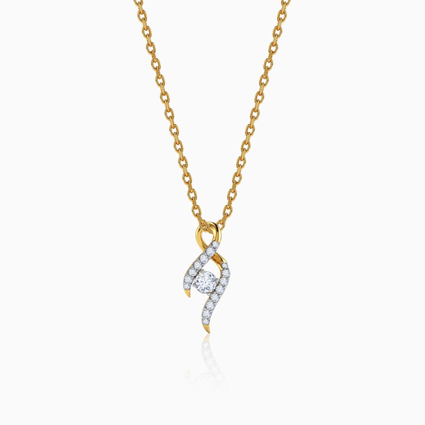 Gold Twisted Bud Lab Grown Diamond Pendant