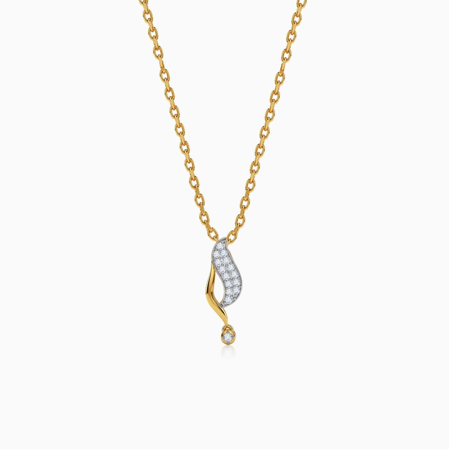 Gold Curvefall Lab Grown Diamond Pendant