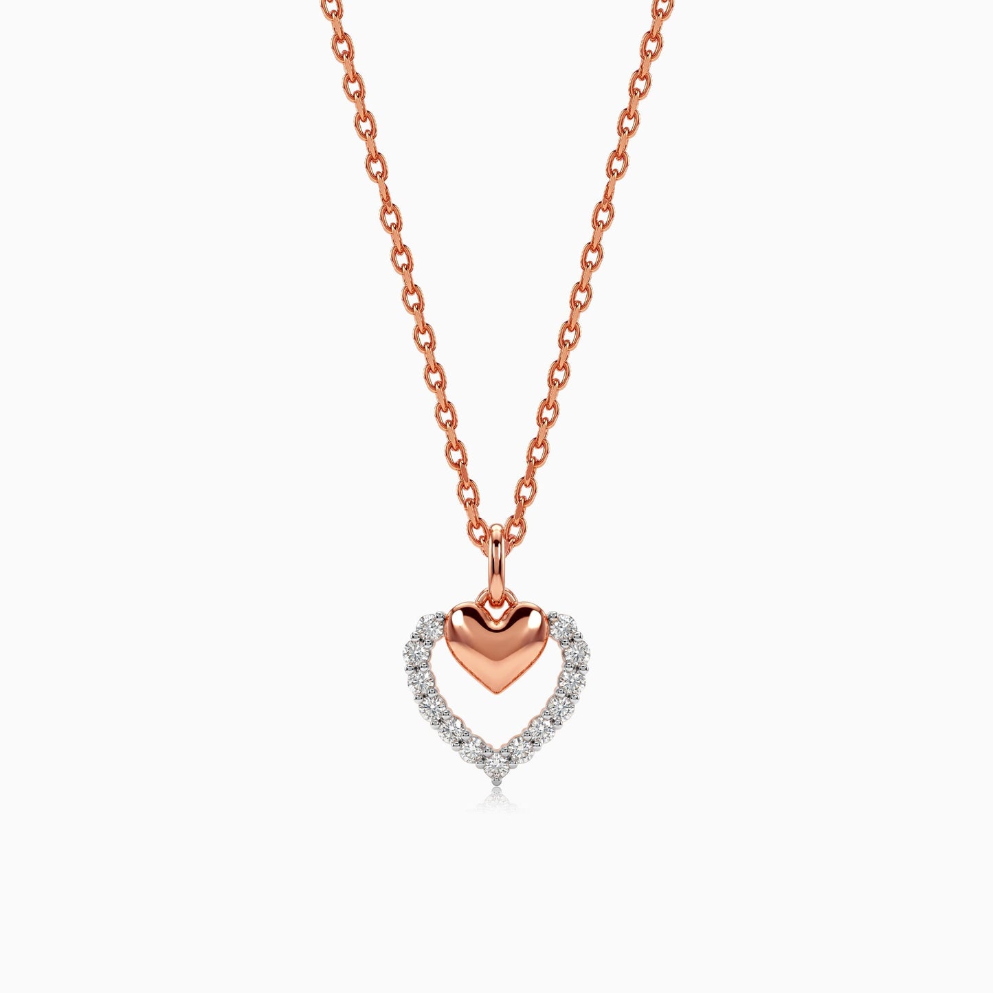 Rose Gold Twinkling Heart Lab Grown Diamond Pendant