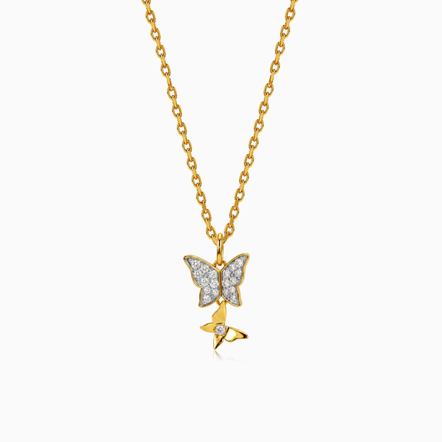 Gold Sparkling Butterfly Lab Grown Diamond Pendant