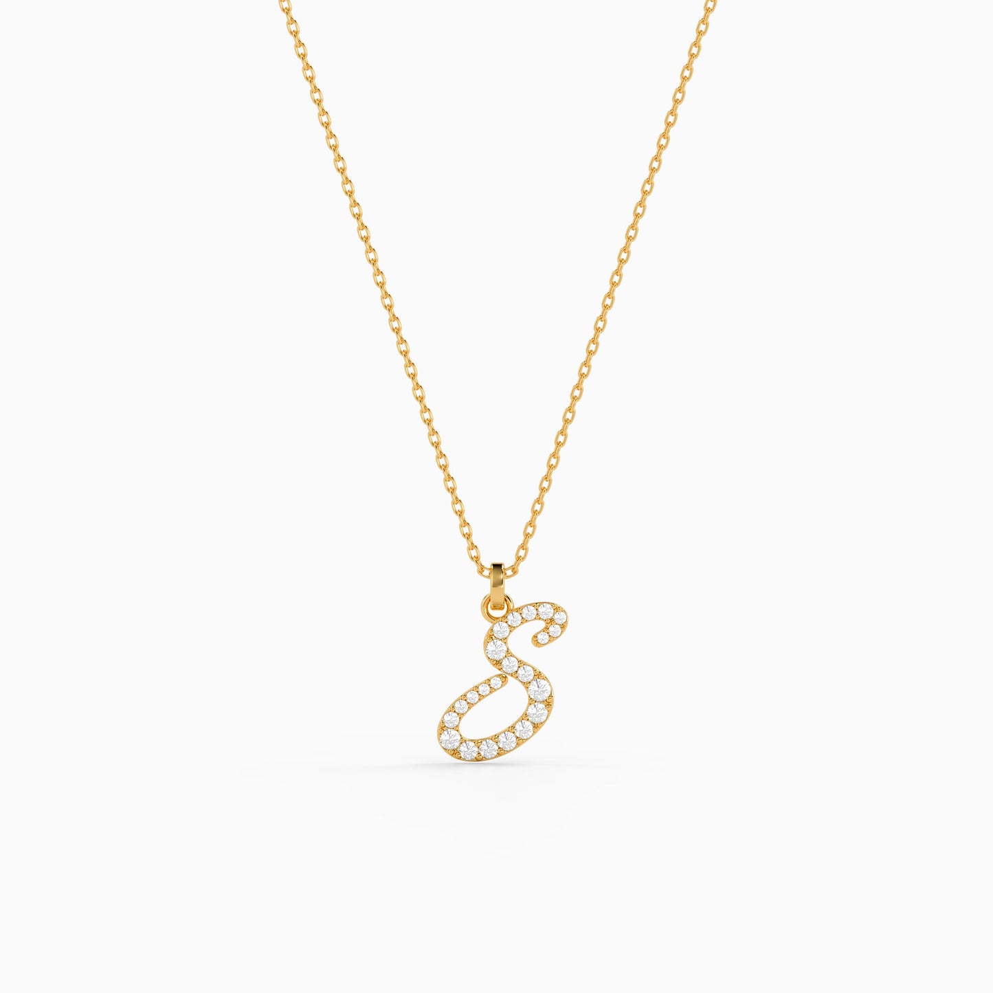Personalised Gold Pretty Lab Grown Diamond Initial Pendant