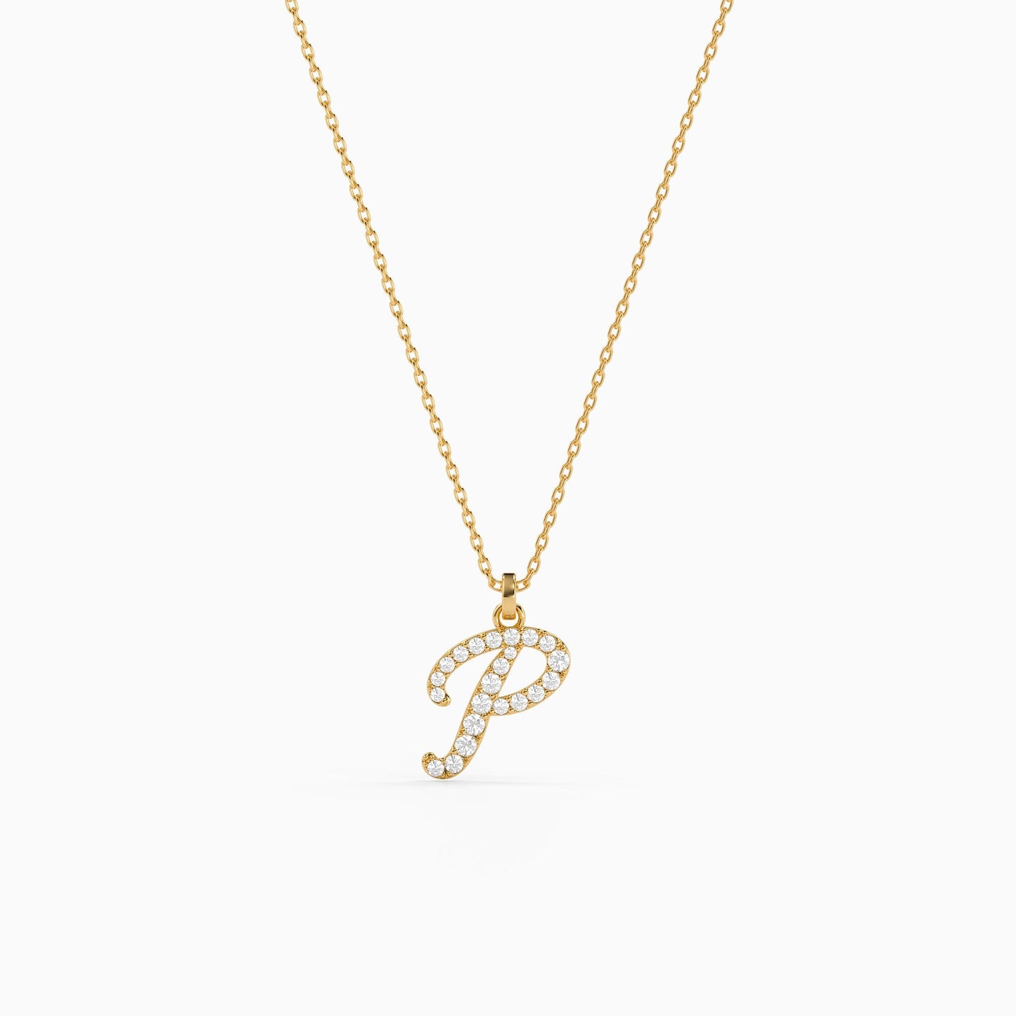 Personalised Gold Stylish Lab Grown Diamond Initial Pendant
