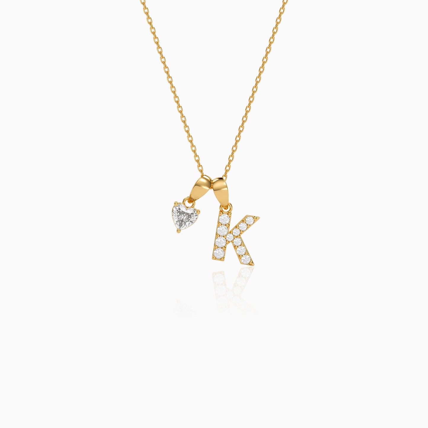 Personalised Gold Heart You Lab Grown Diamond Initial Pendant (9K)