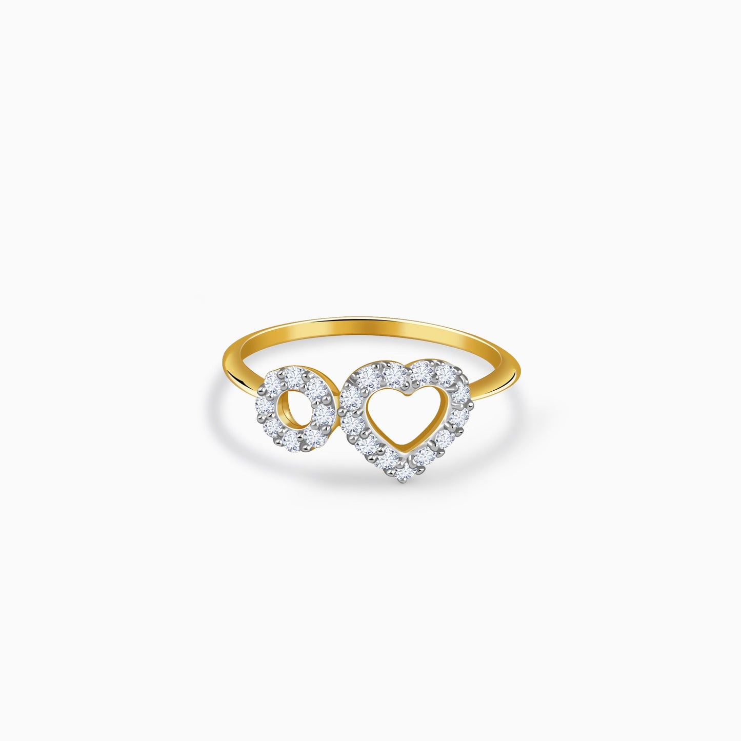 Gold Heart And Halo Lab Grown Diamond Ring (Size 12)