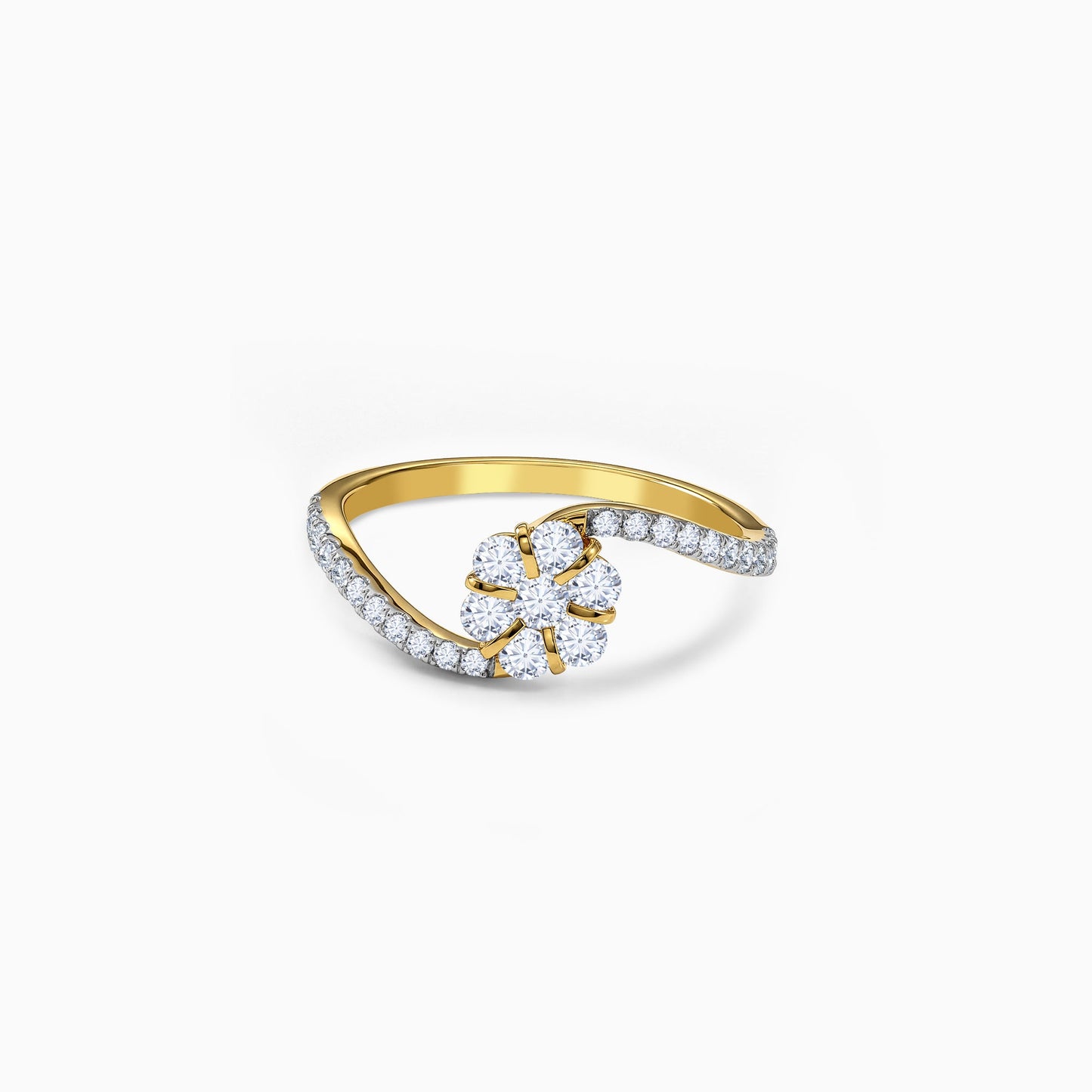 Gold Flower Lab Grown Diamond Ring (Size 12)