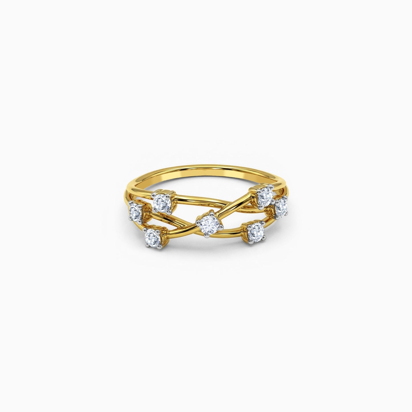 Gold Interlace Orbit Lab Grown Diamond Ring (Size 12)