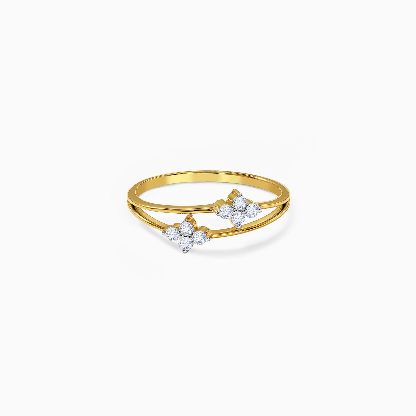 Gold Twin Bloom Lab Grown Diamond Ring (Size 12)