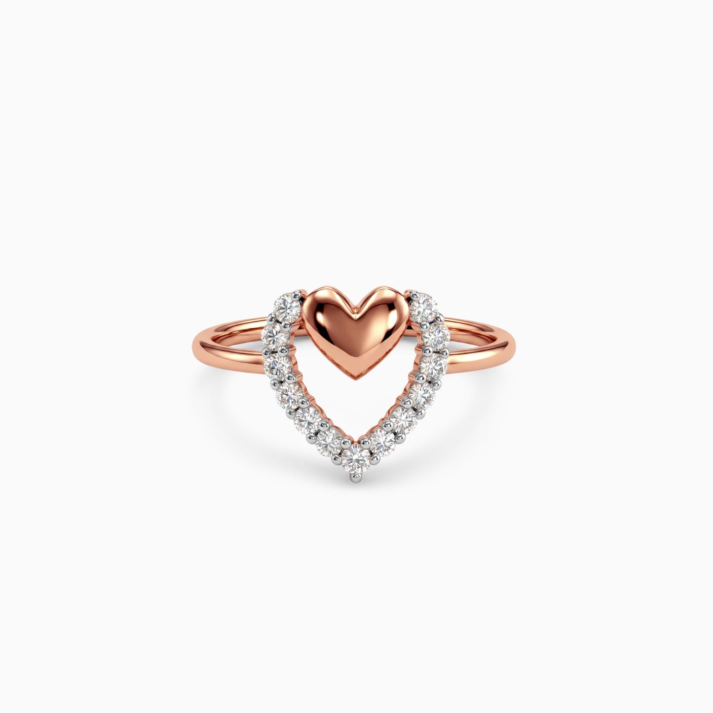 Rose Gold Twinkling Heart Lab Grown Diamond Ring (Size 12)