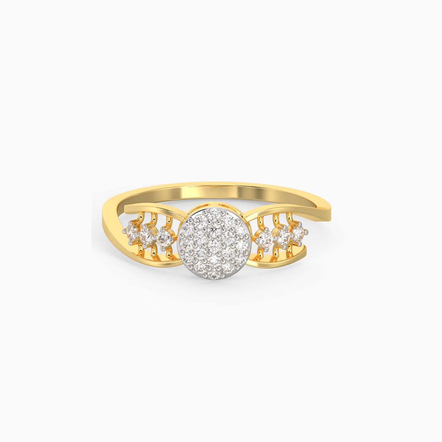Gold Shining Cluster Diamond Ring