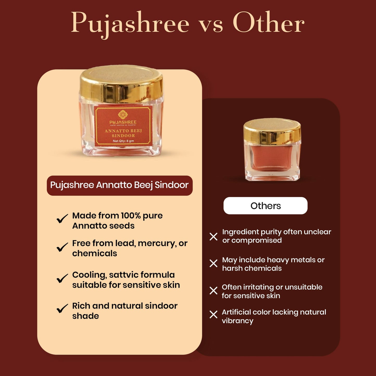 Pujashree Annatto Beez Sindoor  Traditional Sacred Sindoor for Puja & Religious Rituals