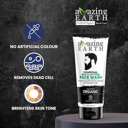 Amazing Earth Certified Organic Activated Charcoal Face Wash