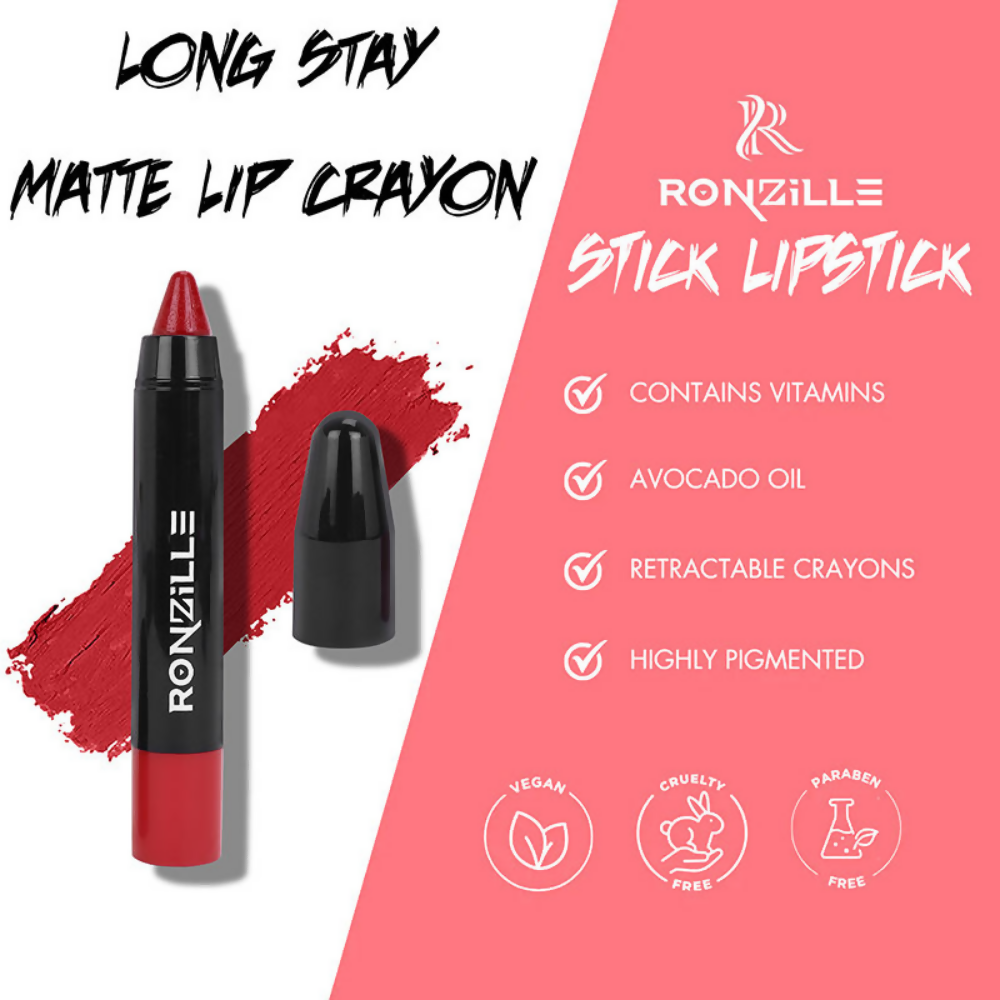 Ronzille Long Stay Matte Lip Crayon - Cherry Wood