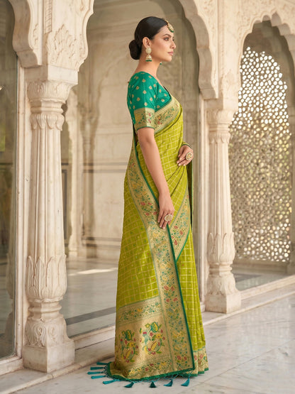 Shree Shyam Fashion Green Banarasi Silk Blend Saree