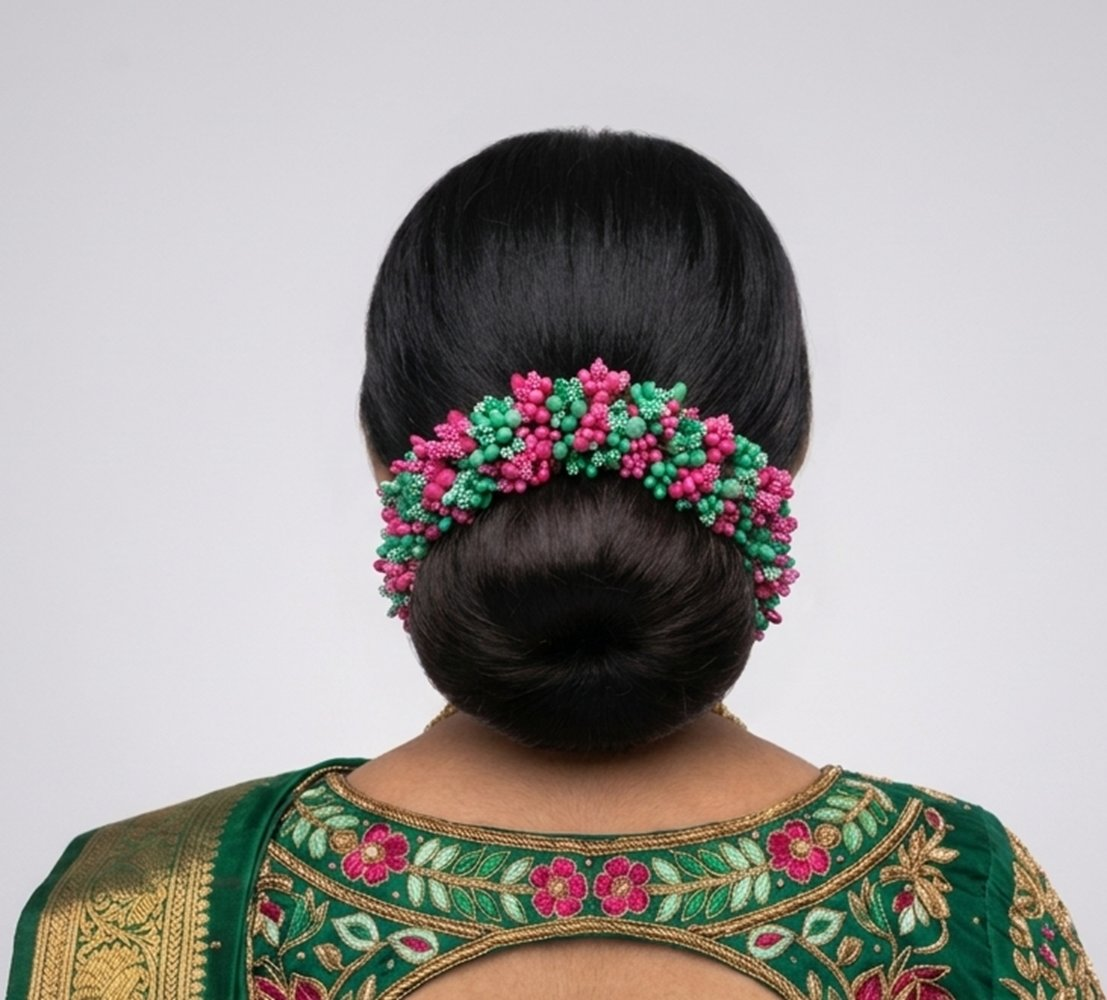 Pink and Green Pollens Gajra