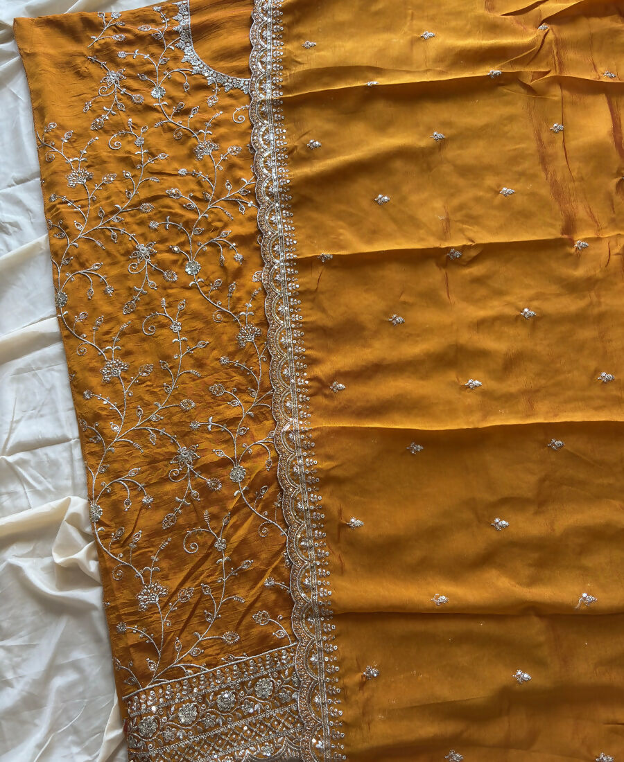 KC Yellow Silk Straight Suit For Women Heavy Embroidery Work