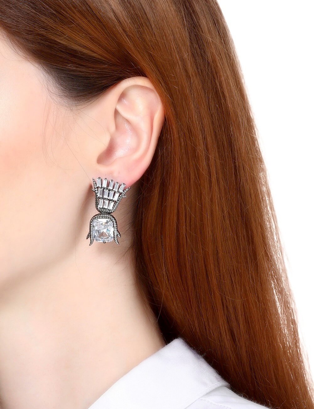 Glazed Gunmetal Studs Earrings