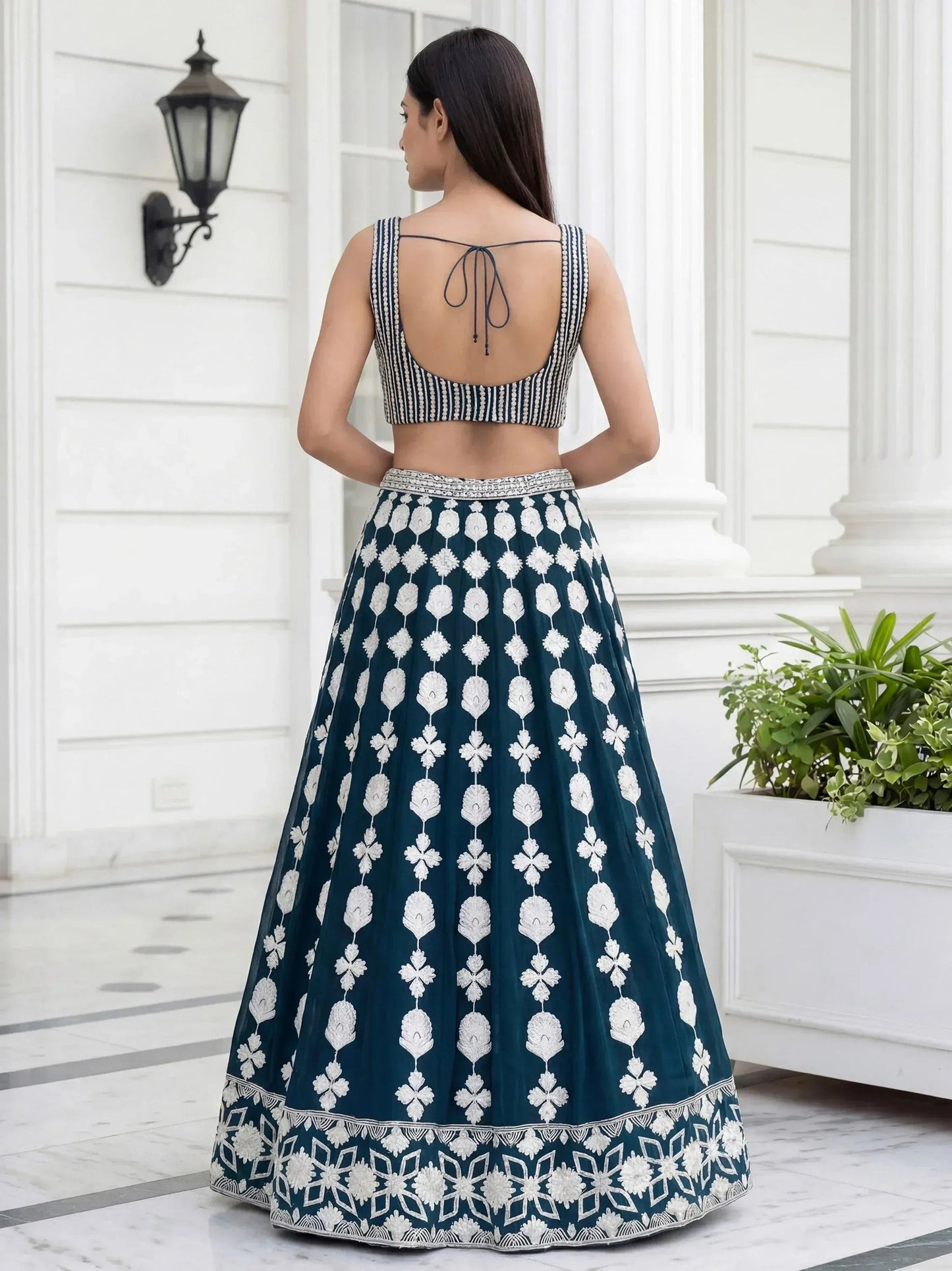Tulsi Art Attractive Green Thread Embroidered Georgette Party Wear Lehenga Choli