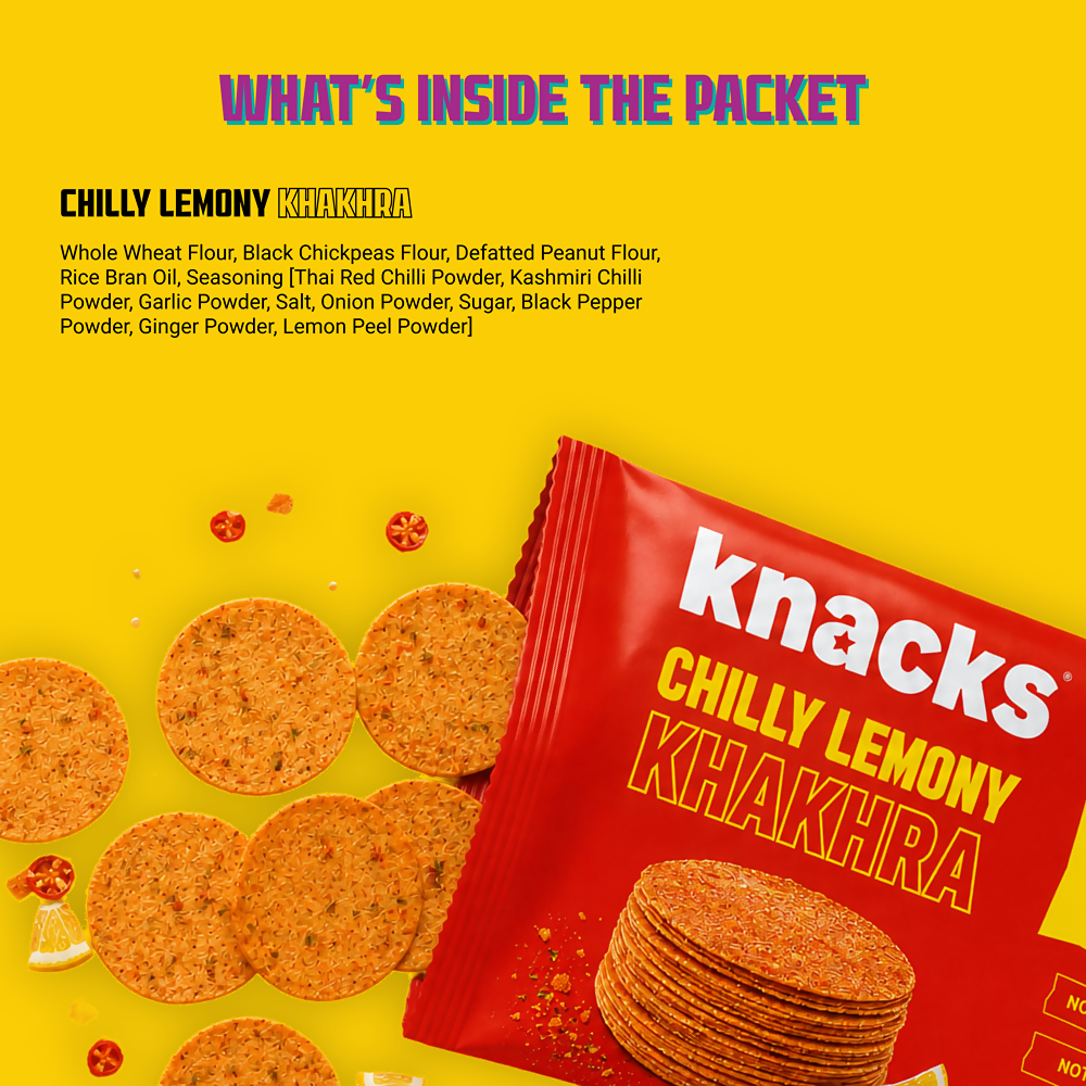 Knacks Coin Khakhra Crisps - Chilly Lemony Flavour