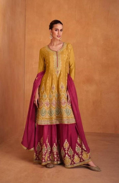 Anaita Mustard Embroidered Premium Salwar Suit