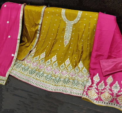 Anaita Mustard Embroidered Premium Salwar Suit