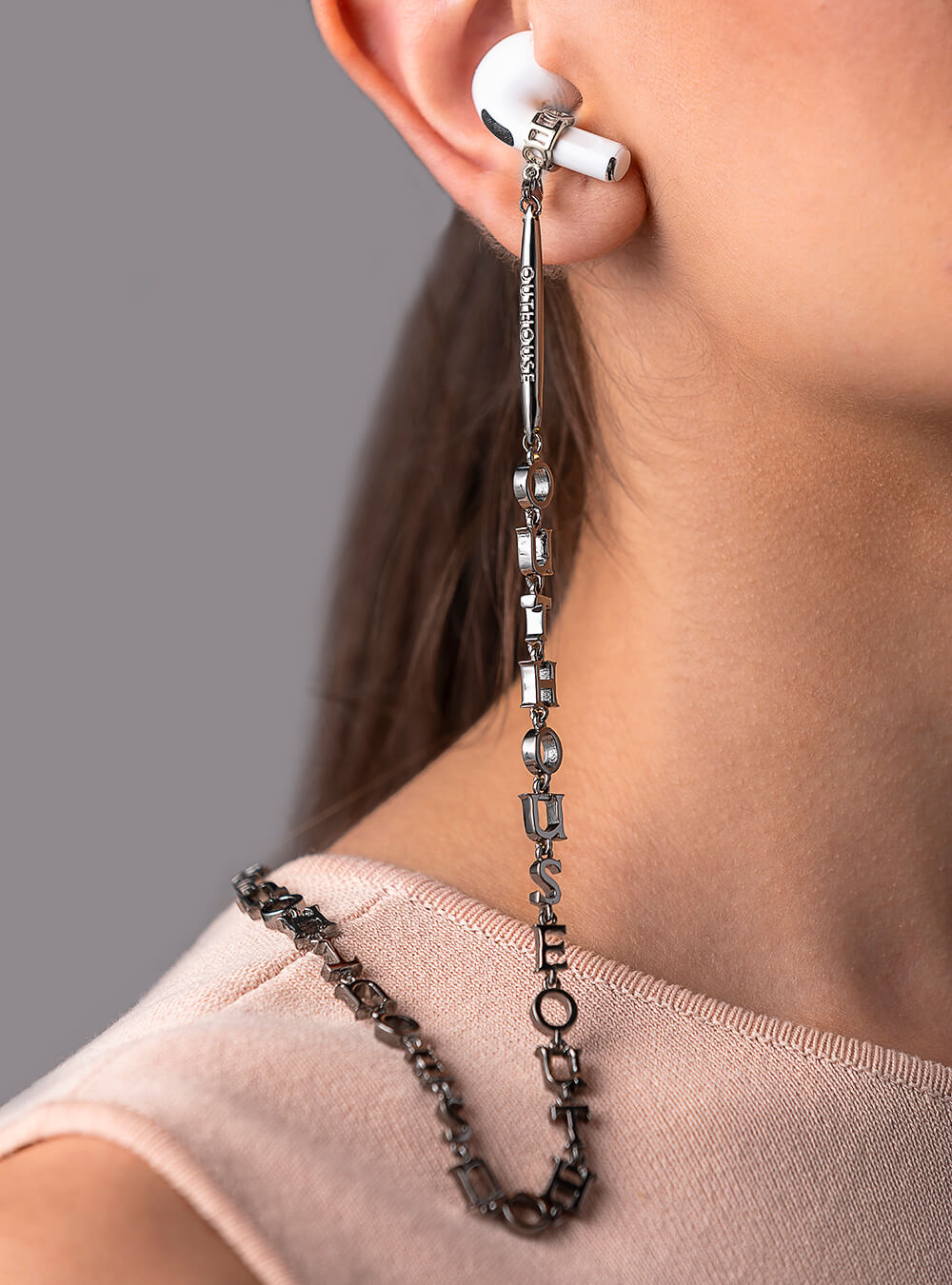 The Outhouse Monogram Convertible Lanyard in Gunmetal