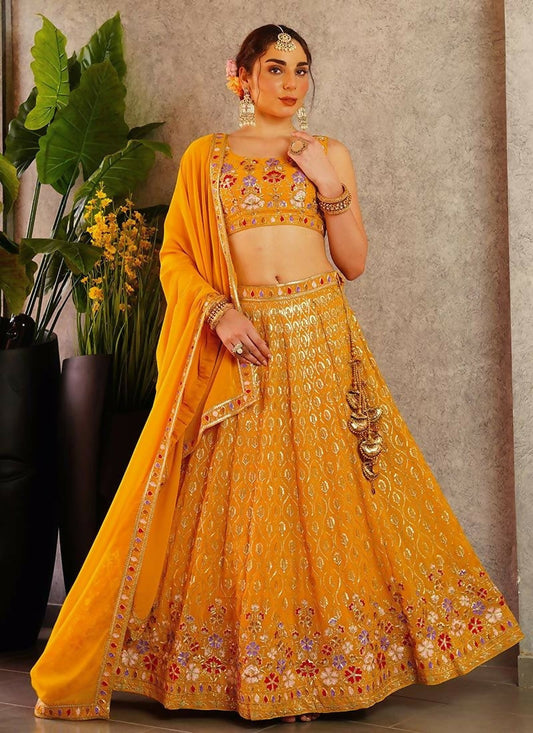 Lehenga Mart Musterd Faux Georgette Designer Bollywood Style Wedding Wear Lehenga Choli