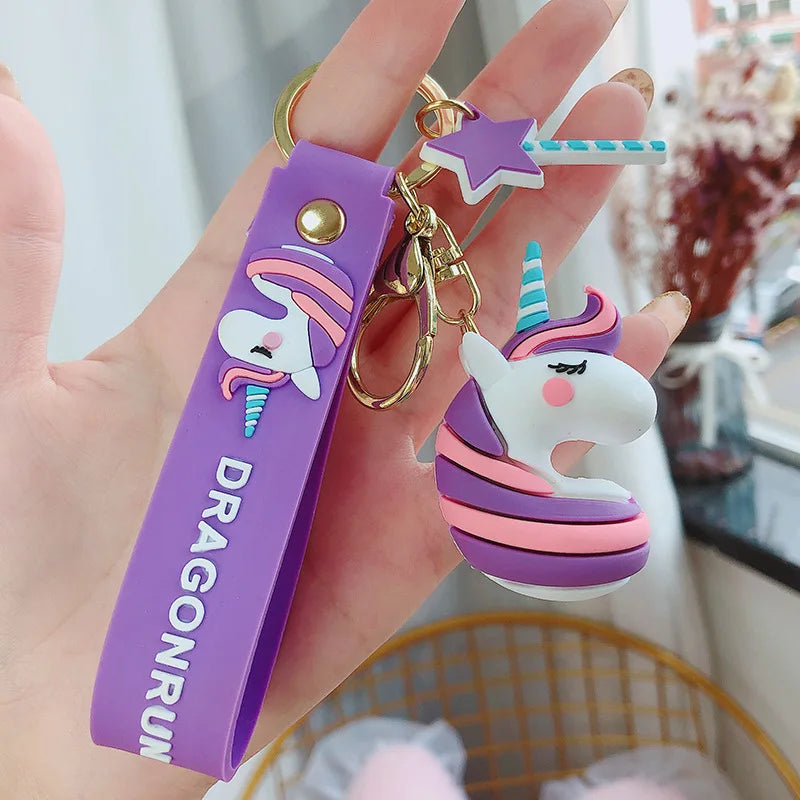 Purple Unicorn DragonRun Keychain | 3D Lanyard Keychain | Silicone | Premium |