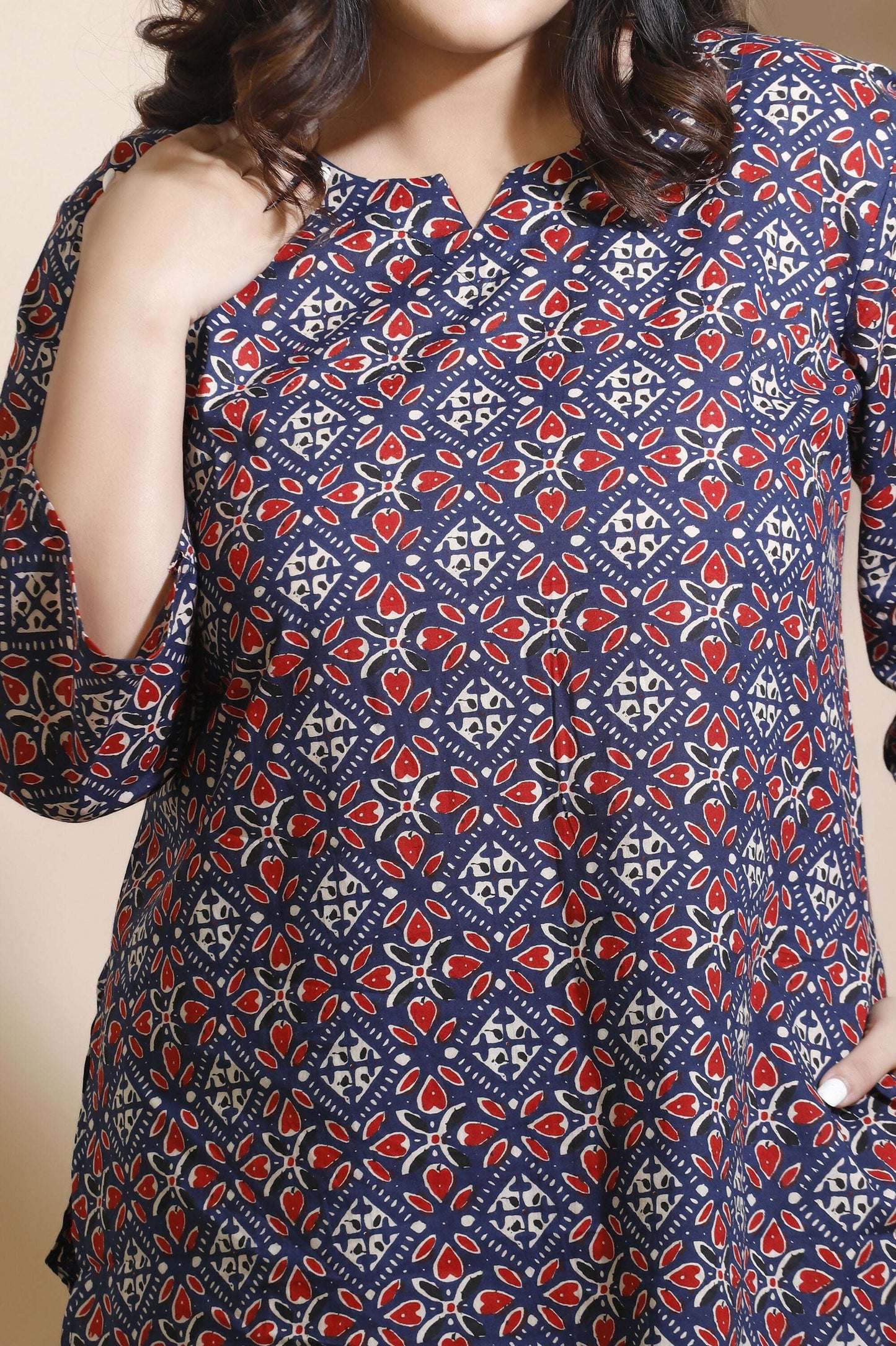 Breathables Geometric Cotton Co-Ord Set  Blue