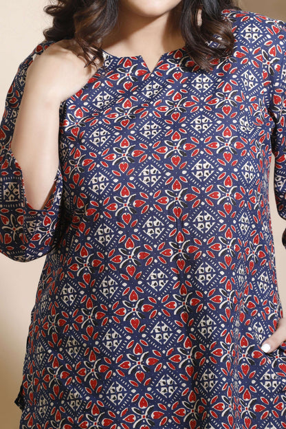 Breathables Geometric Cotton Co-Ord Set  Blue
