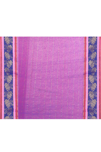 Piyari Fashion Women's Purple Embellished Zari Border Cotton Saree