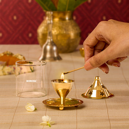 My Borosil Akhand Brass Diya, Small