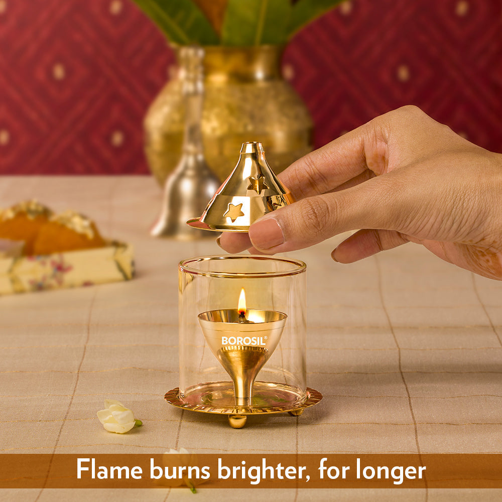 My Borosil Akhand Brass Diya, Small