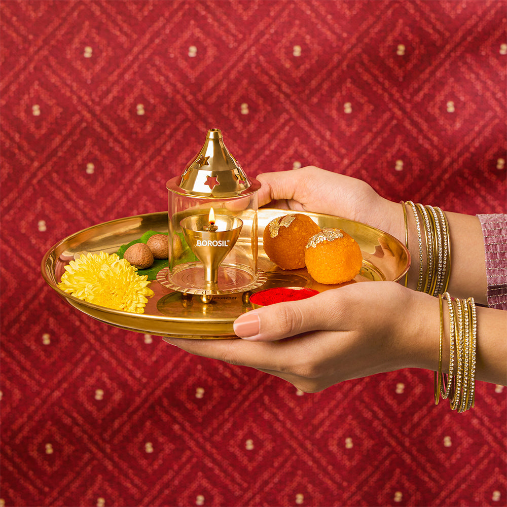My Borosil Akhand Brass Diya, Small