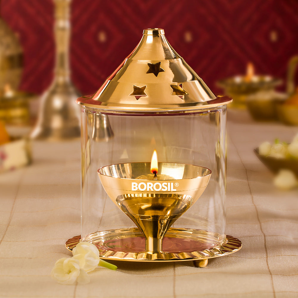 My Borosil Akhand Diya, Brass, Medium