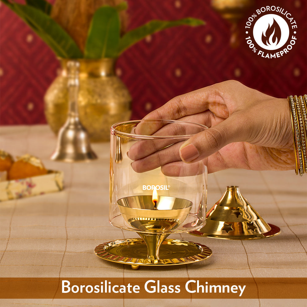 My Borosil Akhand Diya, Brass, Medium
