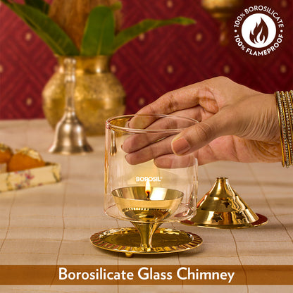 My Borosil Akhand Diya, Brass, Medium